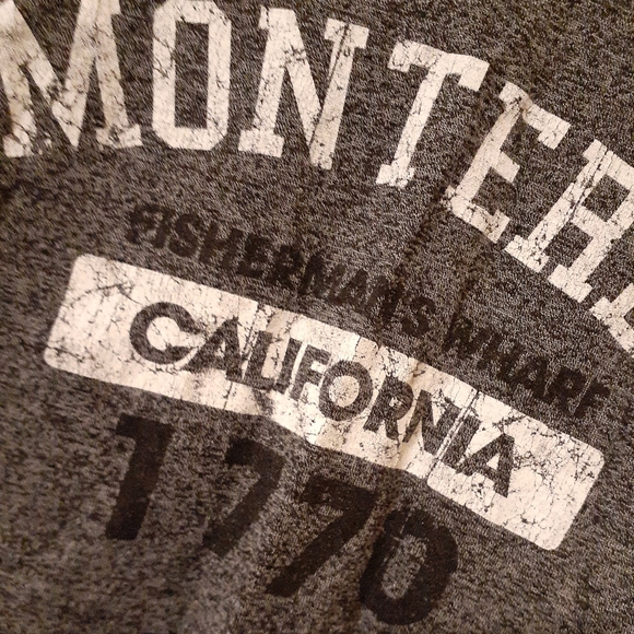 Distressed looking Juniors crop top gray white and black - Picture 3 of 4